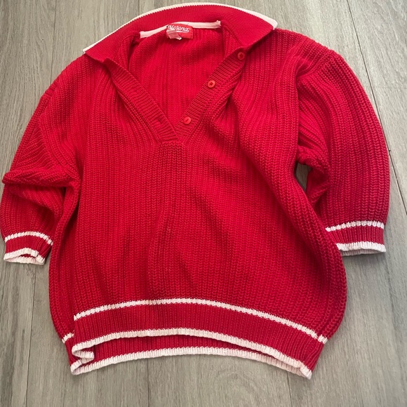Merona Red Knit Sweater with White Accents - Picture 1 of 2